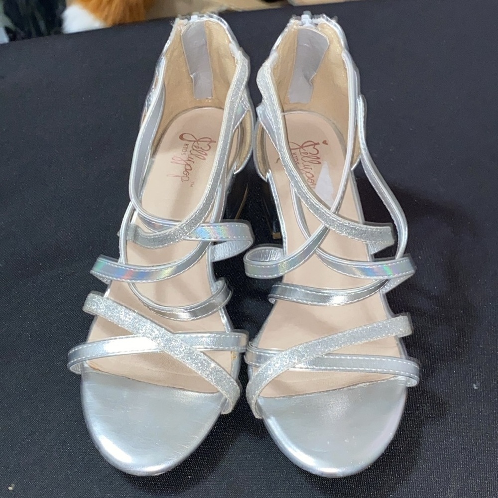 JELLYPOP FOR KIDS FIRLS SIZE 4M Silver Strappy Sandals BACK‎ ANKLE ZIPPER CLEAN - Picture 9 of 9